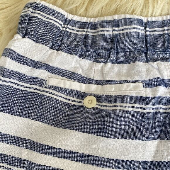 Athleta Bran Linen mid raised shorts sz 4 Beach Vacation Coastal Nautical - NWOT - Picture 5 of 7